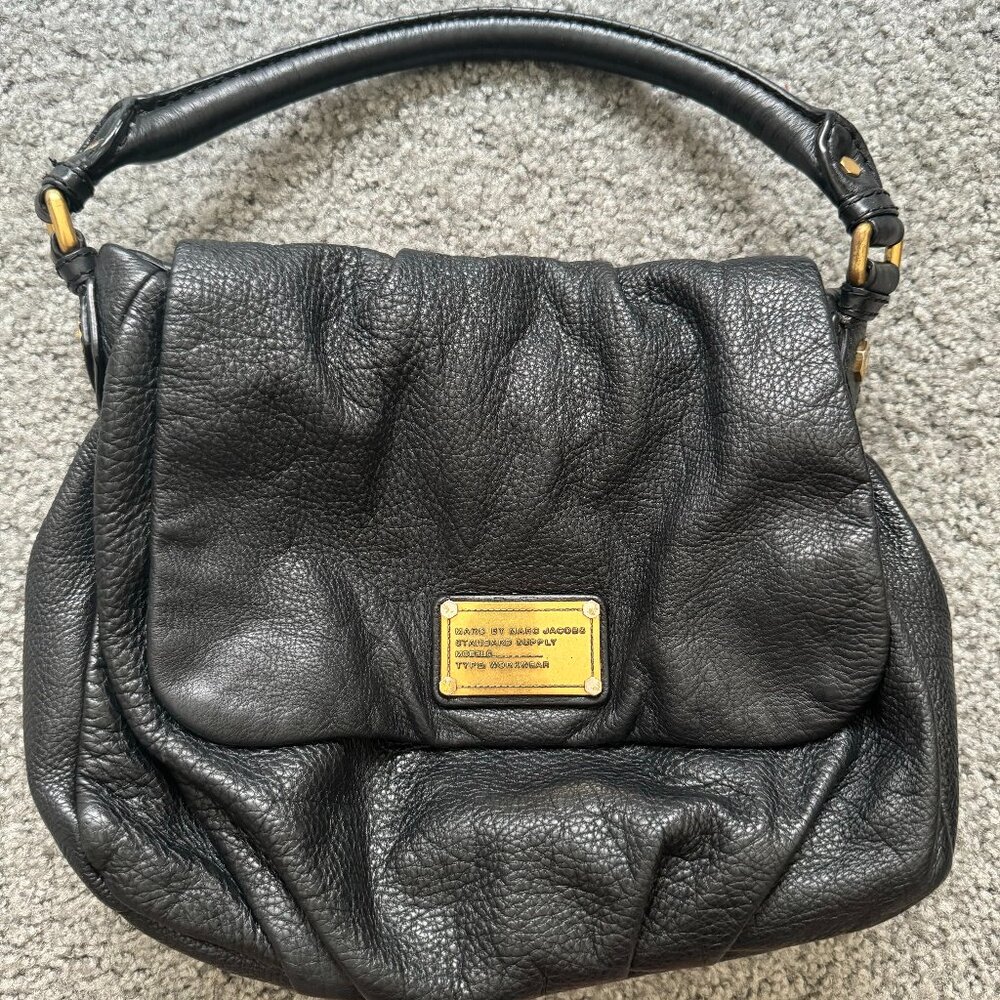 Marc Jacobs Hobo Shoulder Bag Black Pebbled Leather